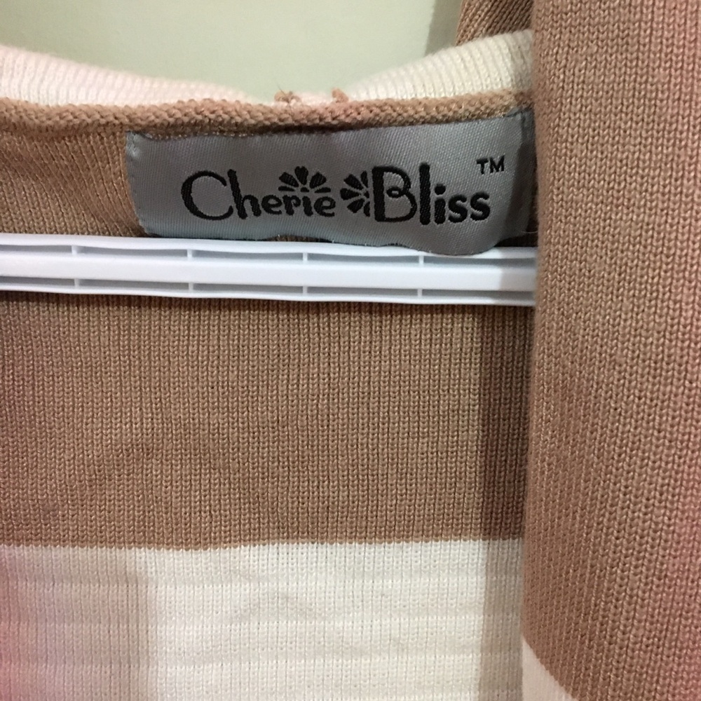 Brown and White Striped Women's Sweater - Picture 3 of 5